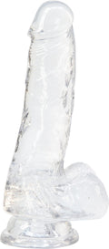 Transparent Dildo with Suction Cup ADDICTION — Clear Dildo with Balls 7″, vibrator bullet included as a gift