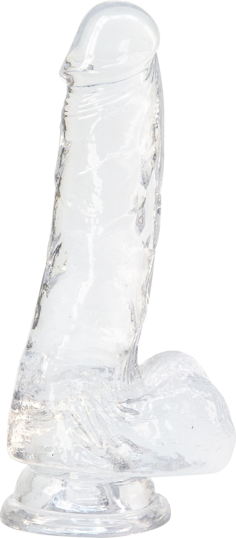 Transparent Dildo with Suction Cup ADDICTION — Clear Dildo with Balls 7″, vibrator bullet included as a gift