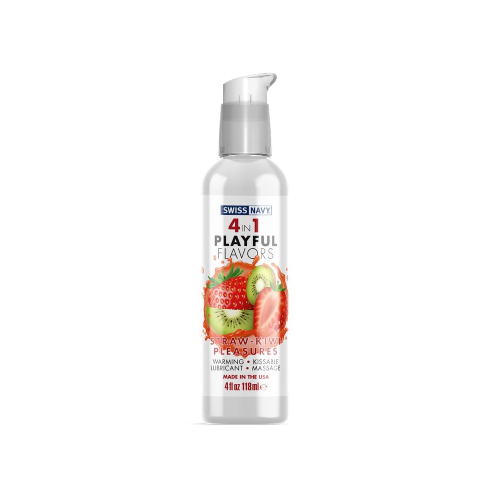 Swiss Navy 4-in-1 Straw-Kiwi Pleasures Water-Based Lubricant 118ml