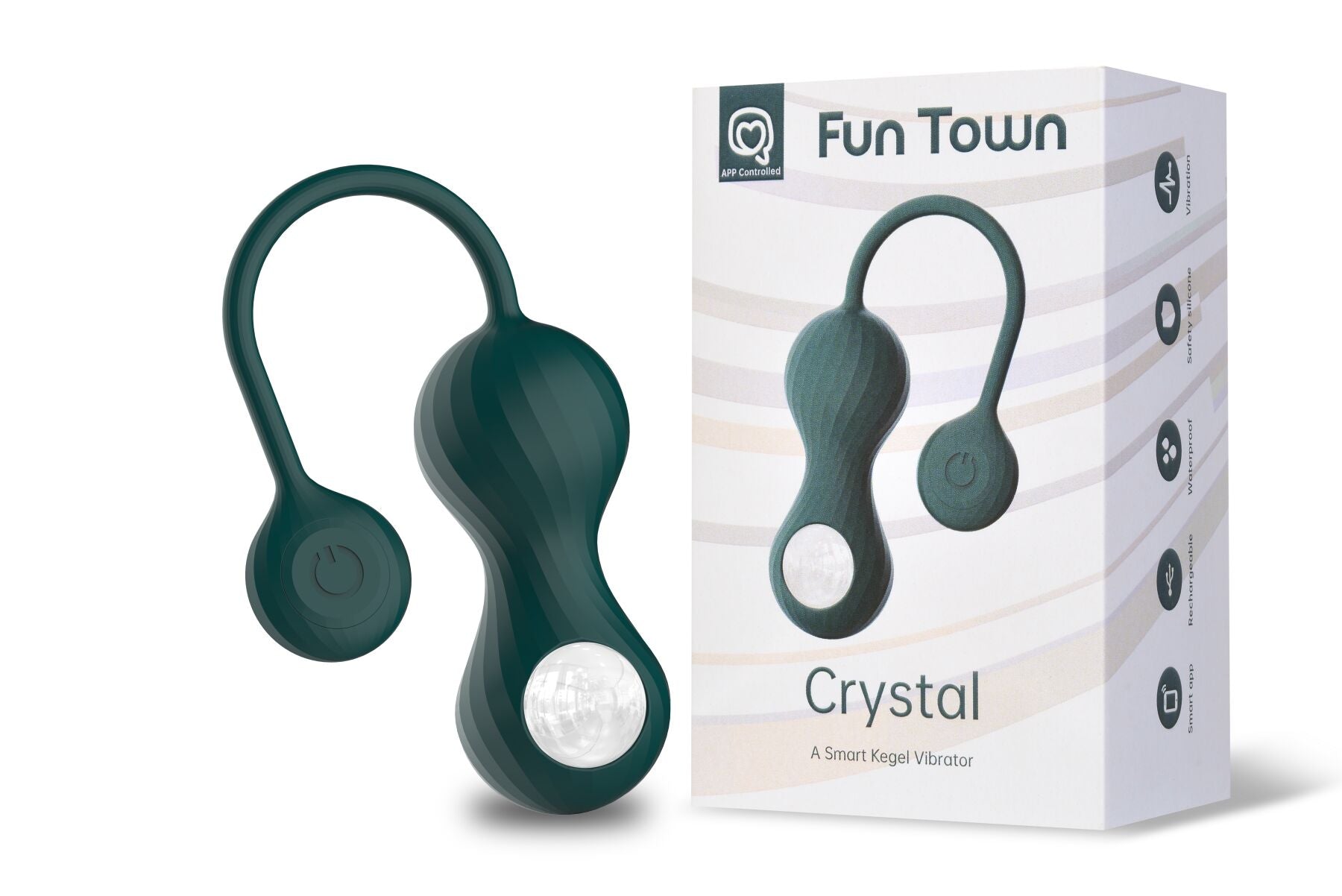 Vaginal Smart Vibrating Balls Fun Town Crystal, with Clear Glass Sphere
