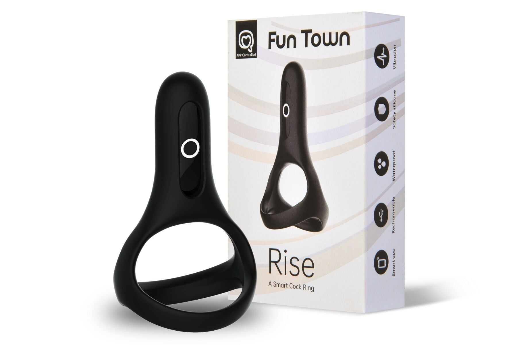 Fun Town Rise Black double erection ring, smartphone control