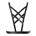 Bijoux Indiscrets Maze Faux Leather Cross Cleavage Harness - Black