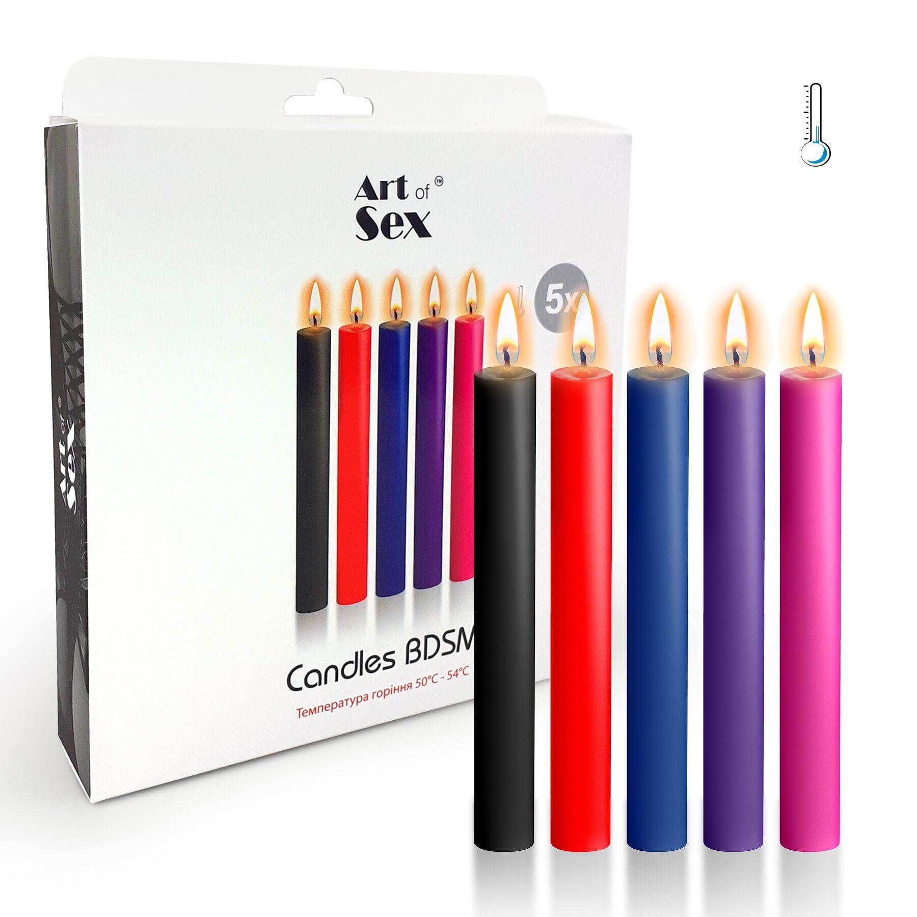 Art of Sex Thin Wax Candles 16 cm (5 pcs), Low-Temperature, Thin