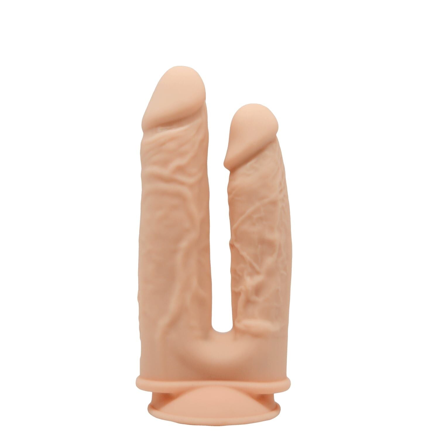 Double dildo SilexD Double Gusto Flesh (Model 1 size 8" & 7"), dual layer, silicone + Silexd