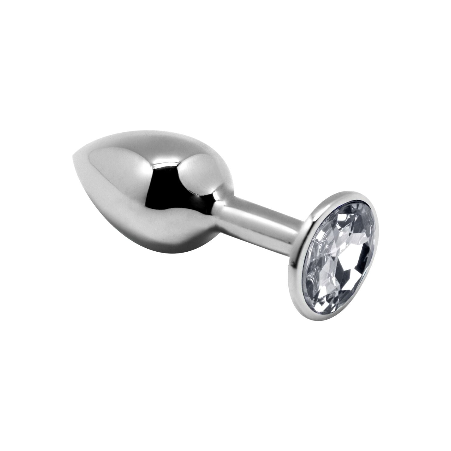 Alive Mini Metal Butt Plug White M with Crystal