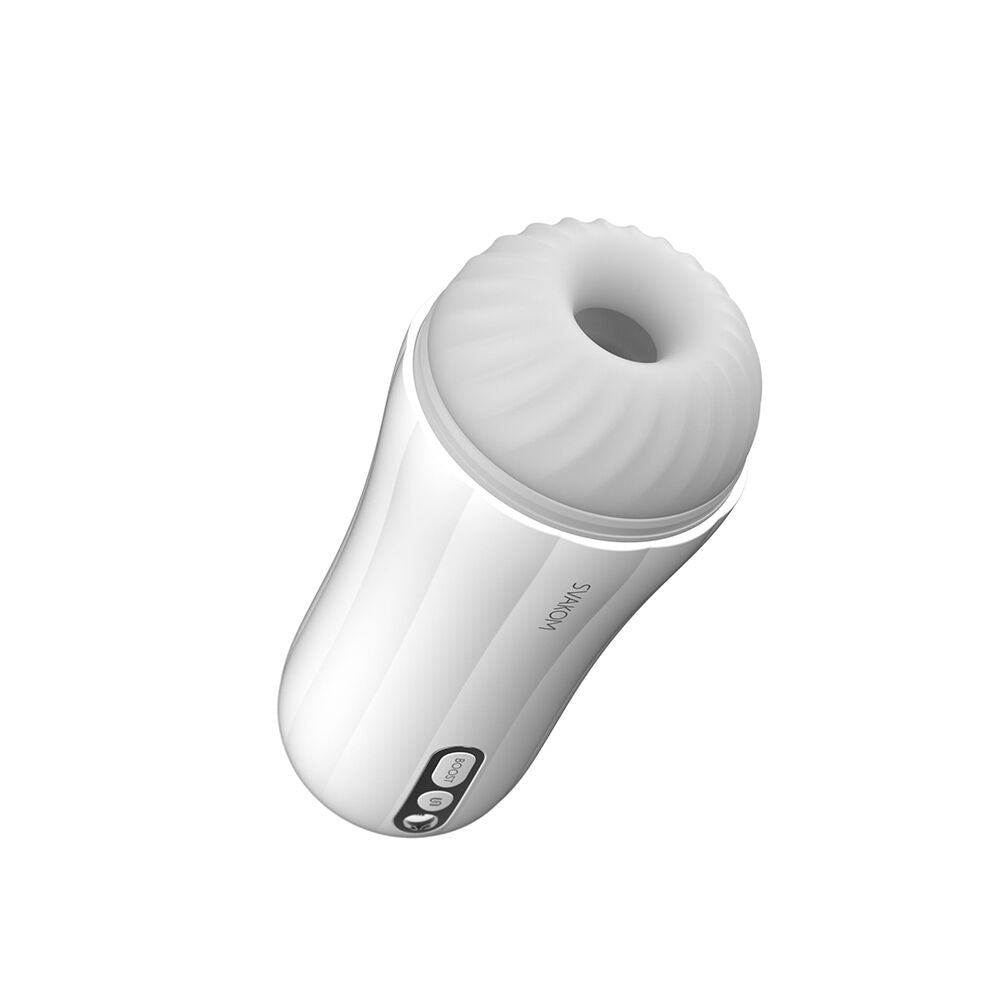 Vibrating Masturbator Svakom Robin White, Ultrasoft Sleeve, Boost Function, LED Screen