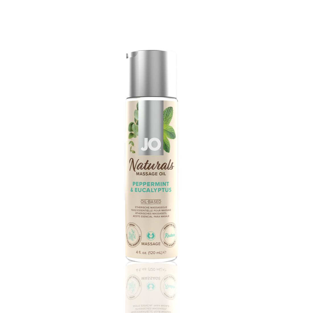 Massage oil JO Naturals Massage Oil Peppermint & Eucalyptus with essential oils (120 ml)