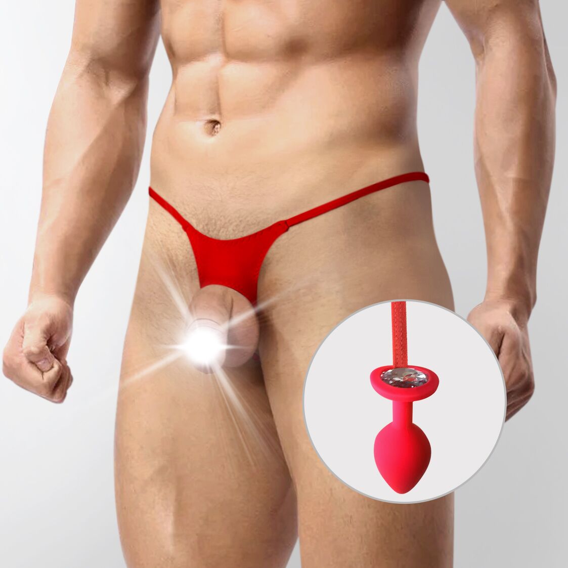 Men's Underwear XS-2XL with Silicone Anal Plug Art of Sex - Joni Plug Panties Size S Red