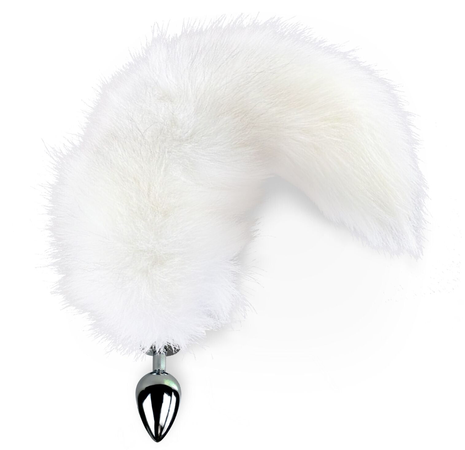 Metal anal plug with natural fur tail Art of Sex size M White fox