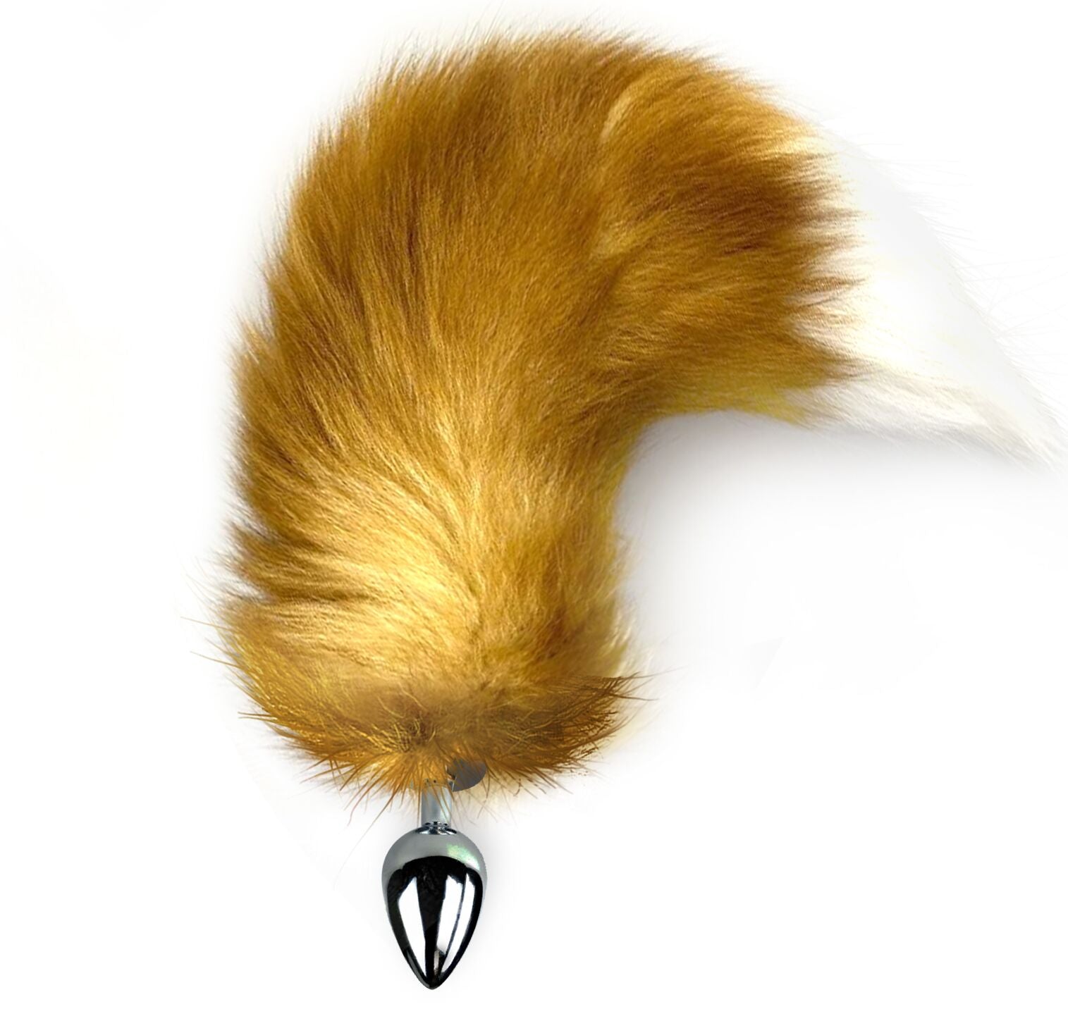 Metal anal plug with natural fur tail Art of Sex size M Red fox