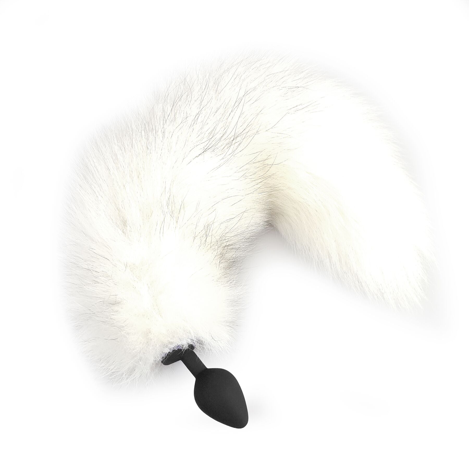 Silicone Anal Plug with Natural Fur Tail Art of Sex size M White Fox