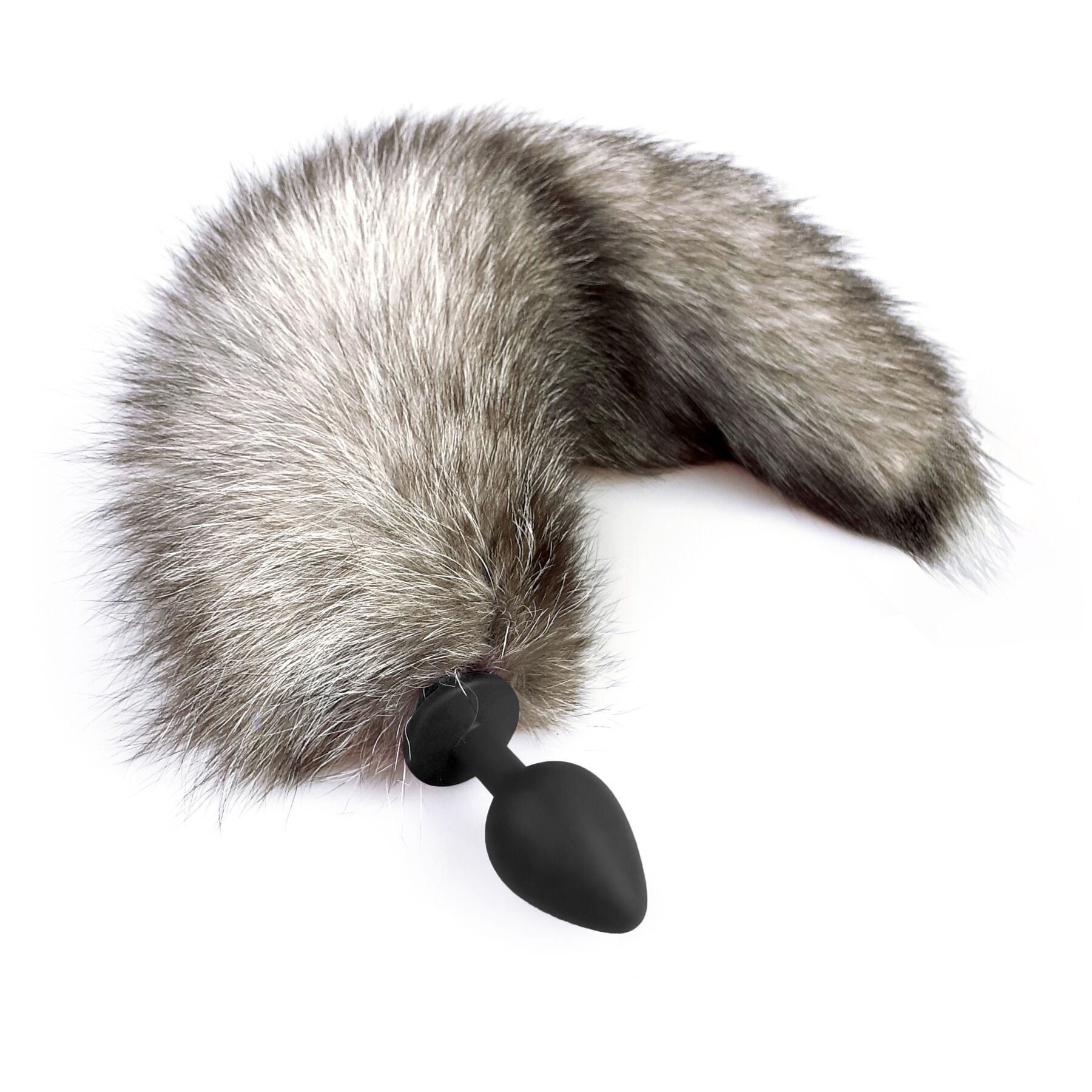 Silicone Anal Plug with Natural Fur Tail Art of Sex size M Arctic Fox