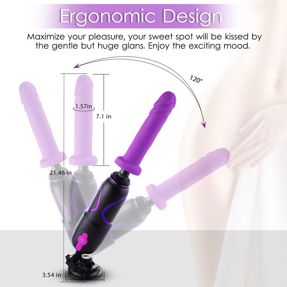 Hismith Pro Travel APP High-Mobility Smart Sex Machine with Dildo, Suction Cup, Remote Control