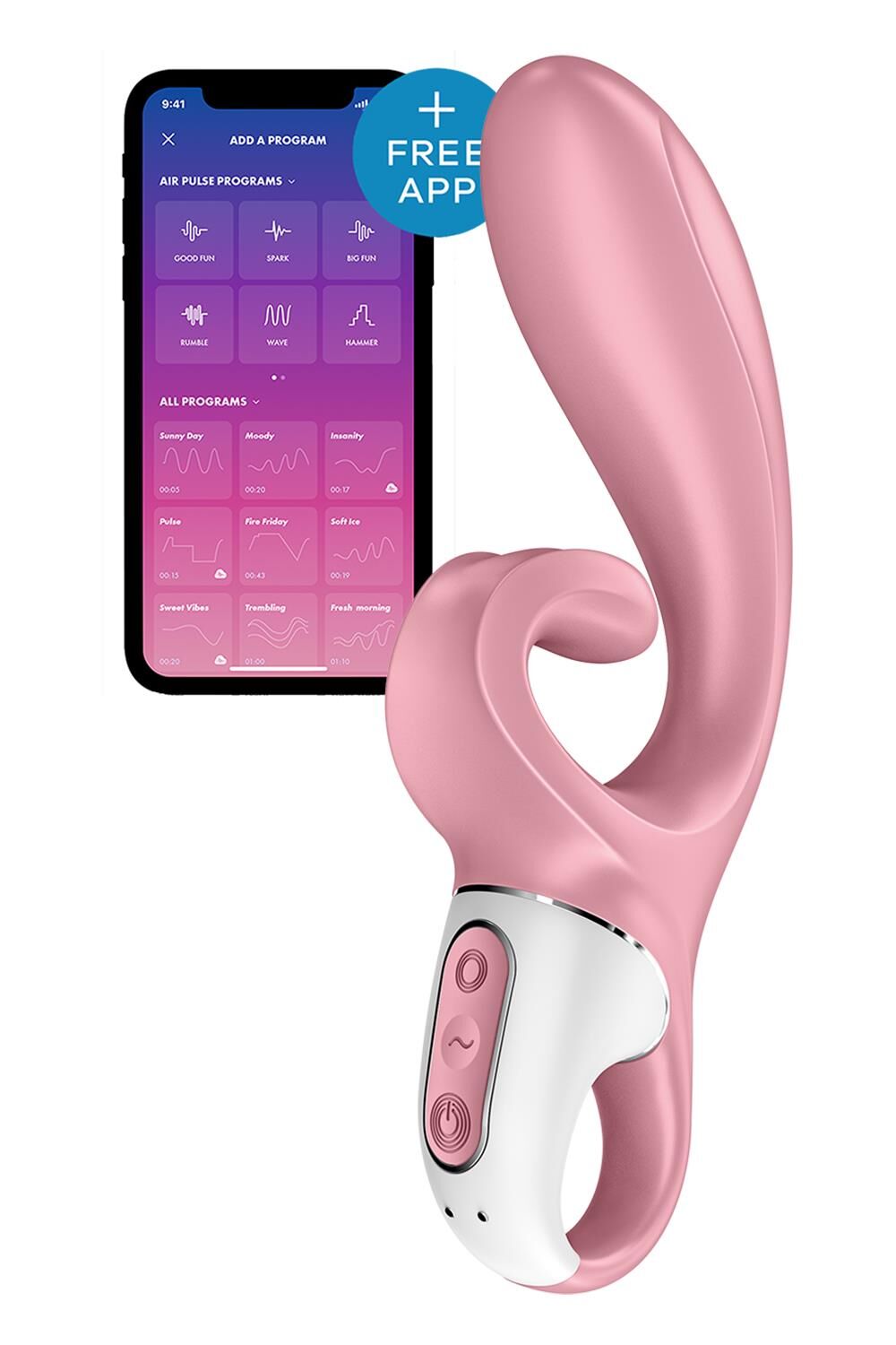 Smart Vibrator Satisfyer Hug Me Pink, 2 Motors, 4.2cm Diameter, Wide Clitoral Area