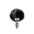 Metal Anal Plug Rabbit Tail Alive Fluffy Twist Plug S Black, diameter 2.9 cm
