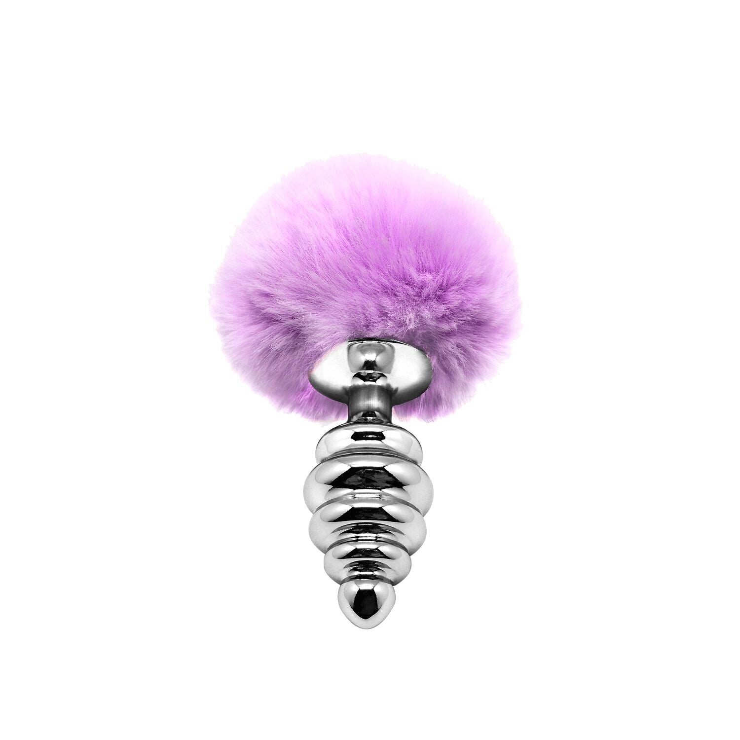 Metal Anal Plug Bunny Tail Alive Fluffy Twist Plug M Purple, diameter 3.4 cm