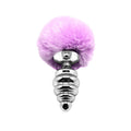 Metal Anal Plug Bunny Tail Alive Fluffy Twist Plug L Purple, diameter 3.8 cm