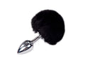 Metal Anal Plug Bunny Tail Alive Fluffy Plug S Black, diameter 2.8 cm