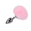 Metal Anal Plug Rabbit Tail Alive Fluffy Plug M Pink, diameter 3.4 cm