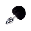 Metal Rabbit Tail Anal Plug Alive Fluffy Plug L Black, 3.9 cm diameter