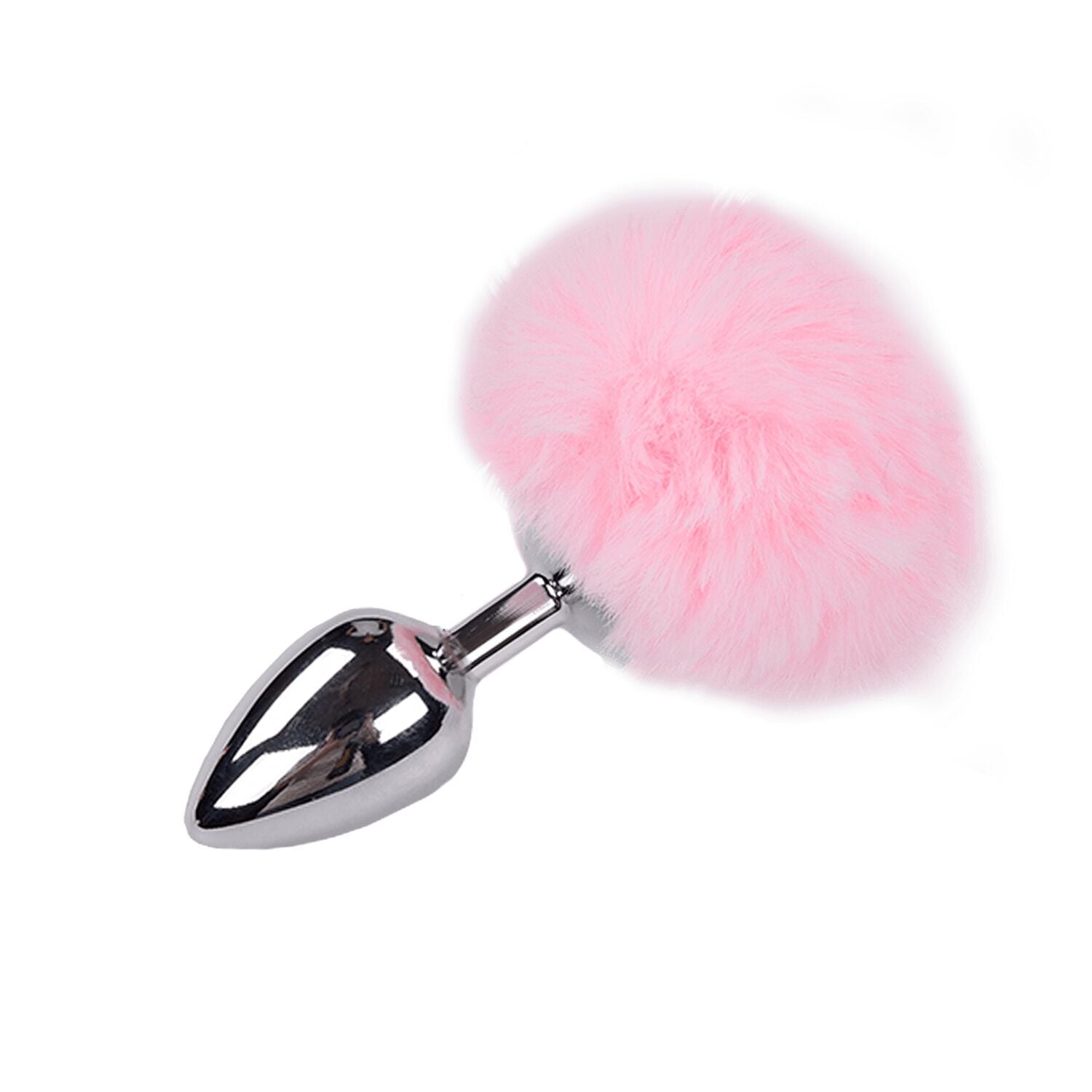 Metal Anal Plug Rabbit Tail Alive Fluffy Plug L Pink, 3.9 cm diameter