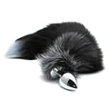 Metal Anal Plug Fox Tail Alive Black And White Fox Tail L, diameter 3.9 cm