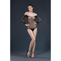 Moonlight Model 09 Mesh Bodysuit with Rhinestones XS-L Black, Open Shoulder