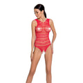 Bodystocking with Access Passion BS086 red, vertical mesh, back cutout