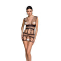 Bodystocking-dress Passion BS089 black, mini, spiderweb weave