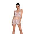Bodystocking mini-dress with butterflies Passion BS090 One Size white