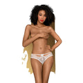 Panties-Brazilian Penthouse Adore Me L/XL White, floral lace, thin straps, bows