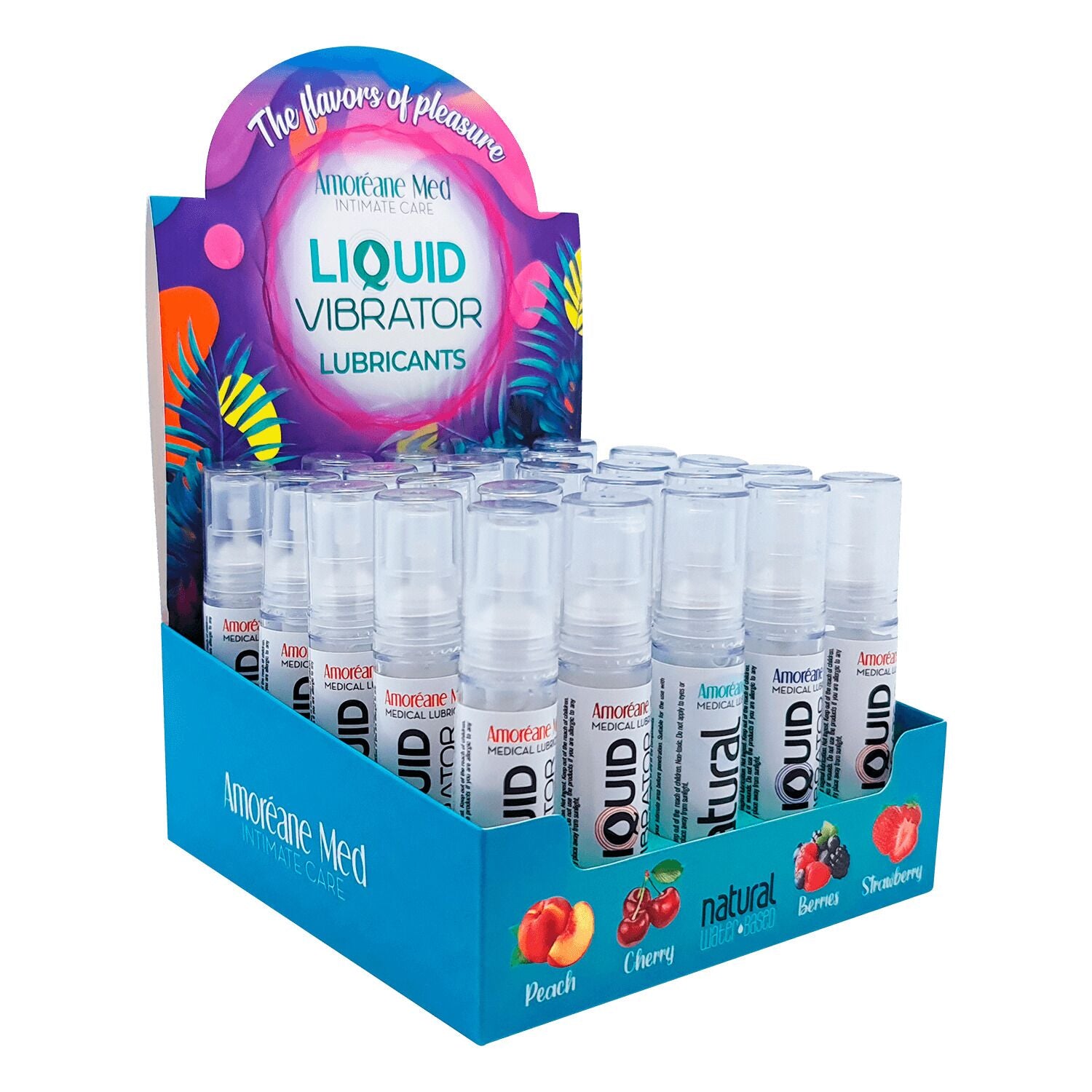 Amoreane Med 5-pack of lubricants (5 x 10 ml each) + stand