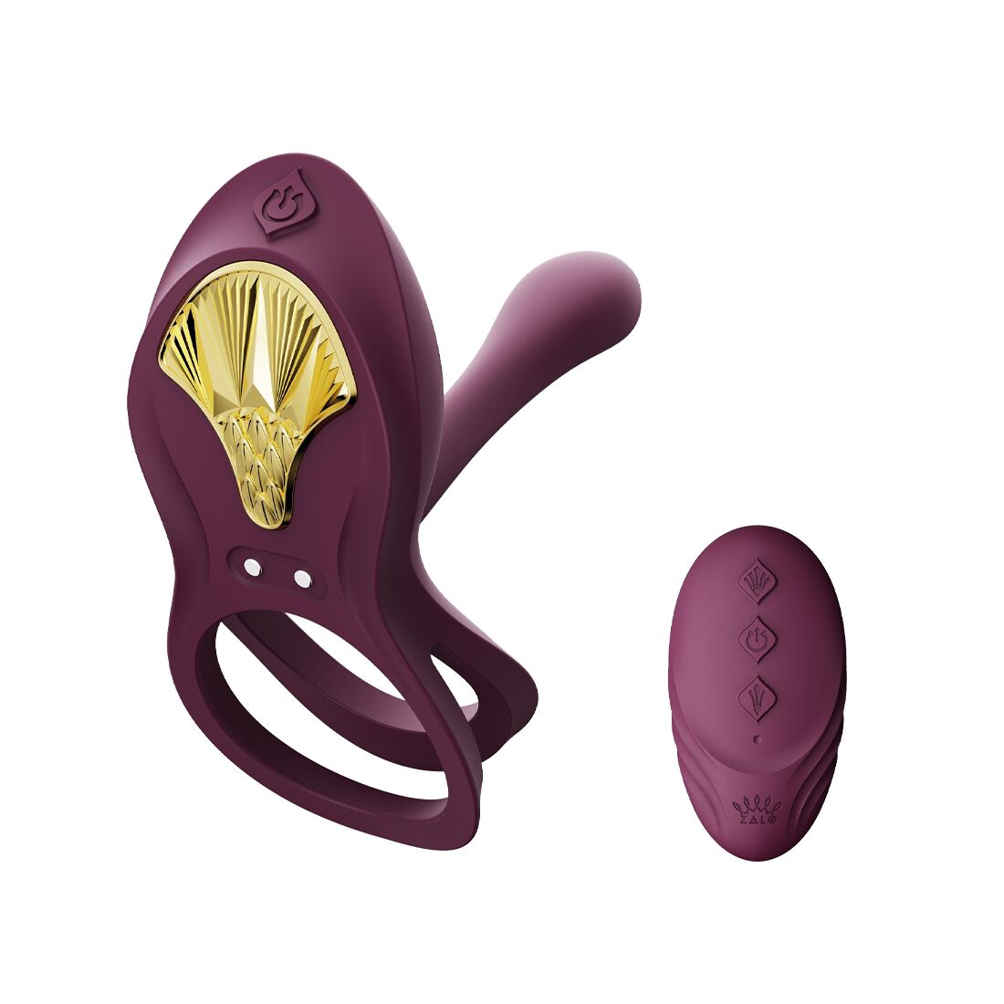 Zalo Smart Erection Ring - BAYEK Velvet Purple, Dual with Insert, Remote Control