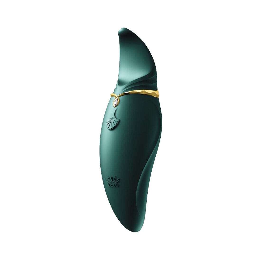 Vibrator 2-in-1 with Tongue Zalo — Hero Jewel Green, Swarovski crystal