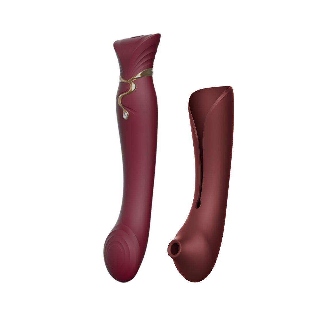 Smart Vibrator 3-in-1 Zalo - Queen Set Wine Red, Pulsating Pearl and Vacuum, Swarovski Crystal