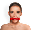 Art of Sex Gag Stick Silicon gag stick with straps, red, genuine leather