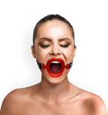 Gag Ring Silicone Mouth Spreader by Art of Sex – Red, genuine leather