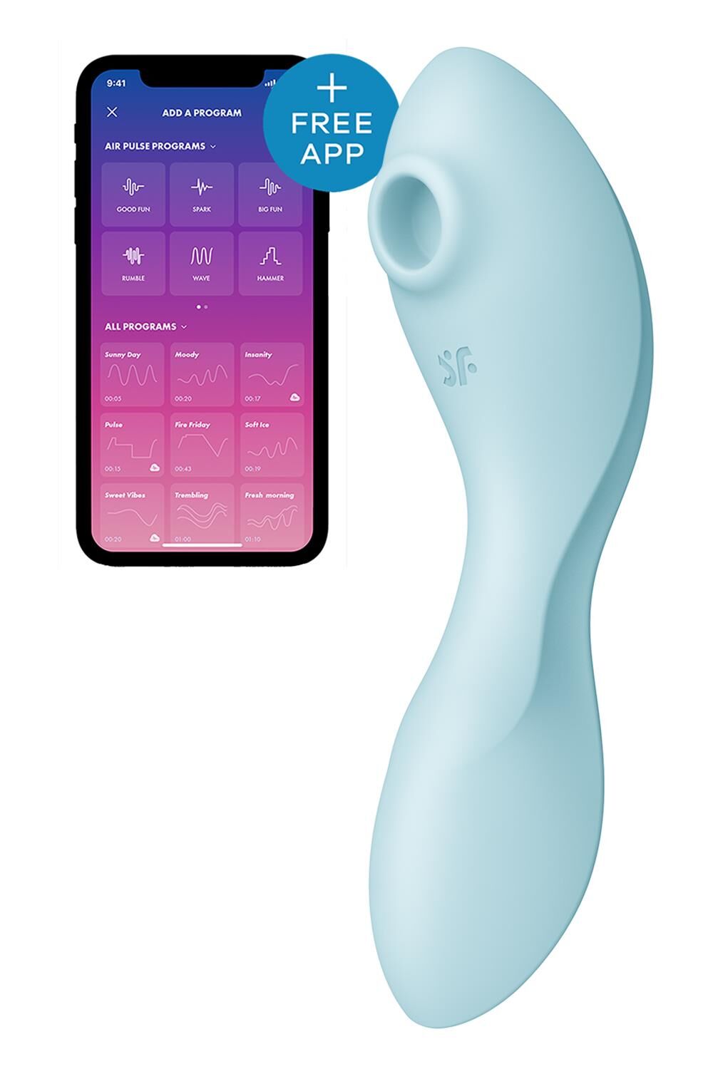 Satisfyer Curvy Trinity 5 Vacuum Vibrator (Blue) with App Control