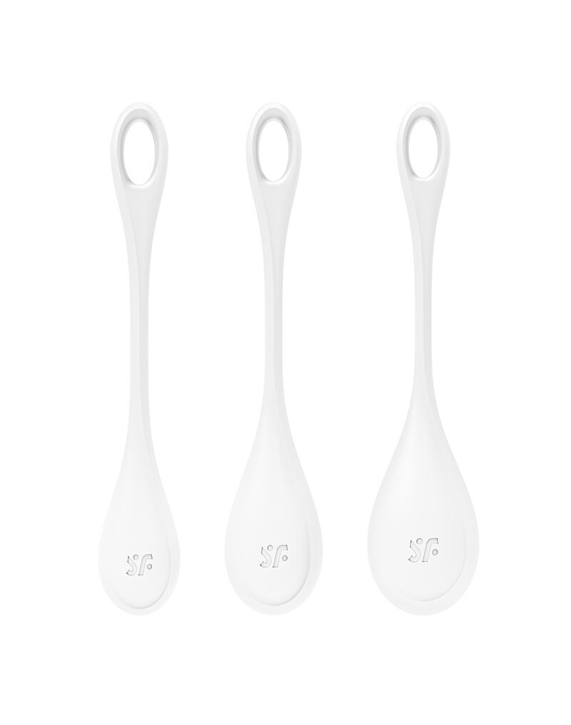Satisfyer Yoni Power 1 White yoni bead set, diameter 2-2.5-3cm, weight 22-46-74g
