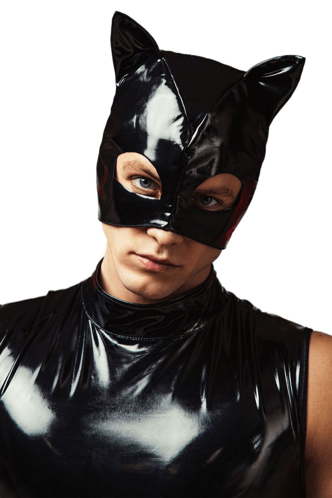 Patent black 'Cat' mask D&A