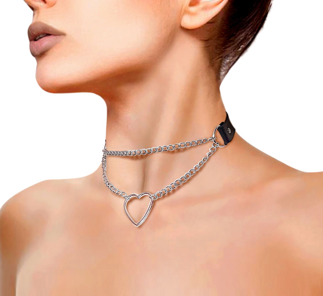 Art of Sex - Paris Heart Choker, made of genuine leather, Black