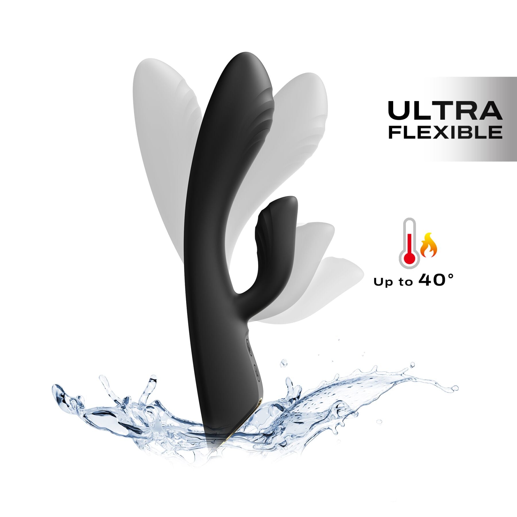 Heated Rabbit Vibrator Dorcel FLEXI RABBIT BLACK, flexible shaft