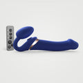 Strap-on vibrator with vacuum stimulation Strap-On-Me MULTI ORGASM Blue L, adjustable