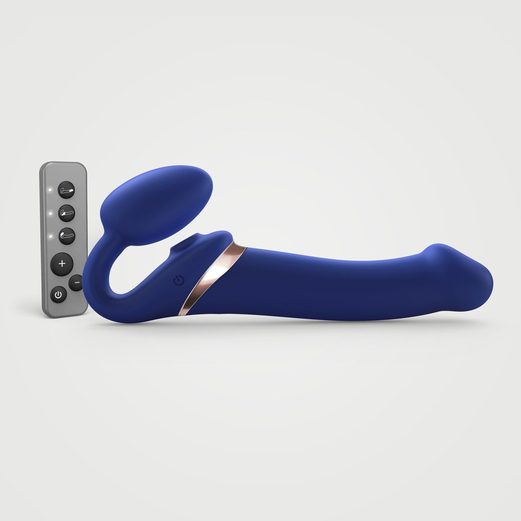 Strap-on vibrator with vacuum stimulation Strap-On-Me MULTI ORGASM Blue L, adjustable