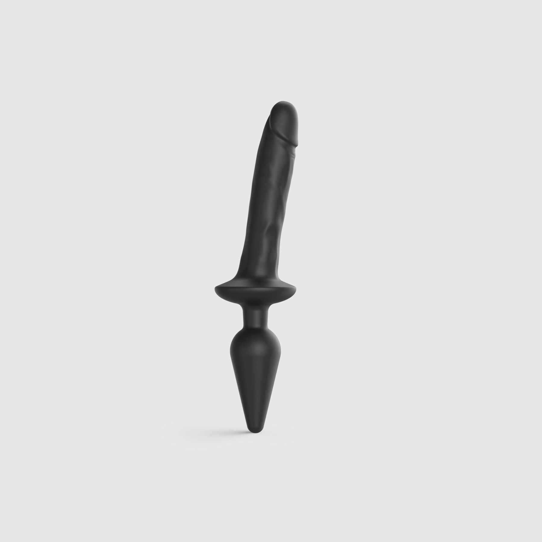 Anal plug with dildo 2in1 Strap-On-Me SWITCH PLUG-IN REALISTIC DILDO Black L, diameter 4.5/3.4 cm