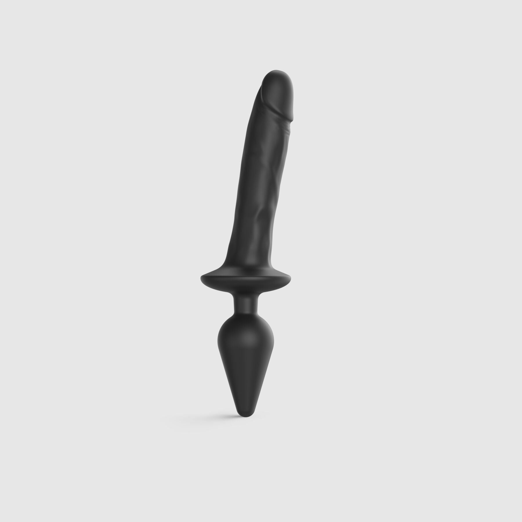 Anal plug with dildo 2-in-1 Strap-On-Me SWITCH PLUG-IN REALISTIC DILDO Black XXL, diameter 5.2/3.9 cm