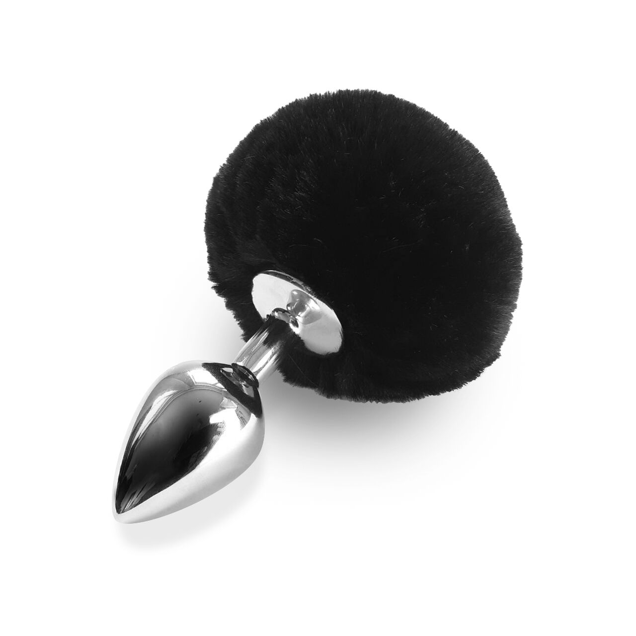 Metal Anal Plug M Art of Sex - Metal Butt plug Rabbit Tail Black, diameter 3.4 cm