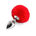 Metal Butt Plug M Art of Sex - Metal Butt Plug Rabbit Tail Red, diameter 3.4 cm