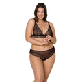 Lingerie Set Passion AMBERLY SET 4XL/5XL black, bra, Brazilian briefs, lurex thread