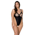 Eco-leather bodysuit Passion CELINE BODY 4XL/5XL black, with access, open
